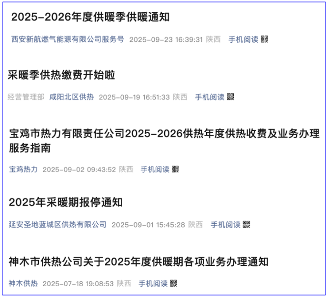 <b>陕西多地供暖情况发布，部分地区供暖5.5个月</b>
