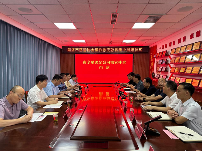 商洛举行南京慈善总会向镇安柞水捐赠救灾款仪式   