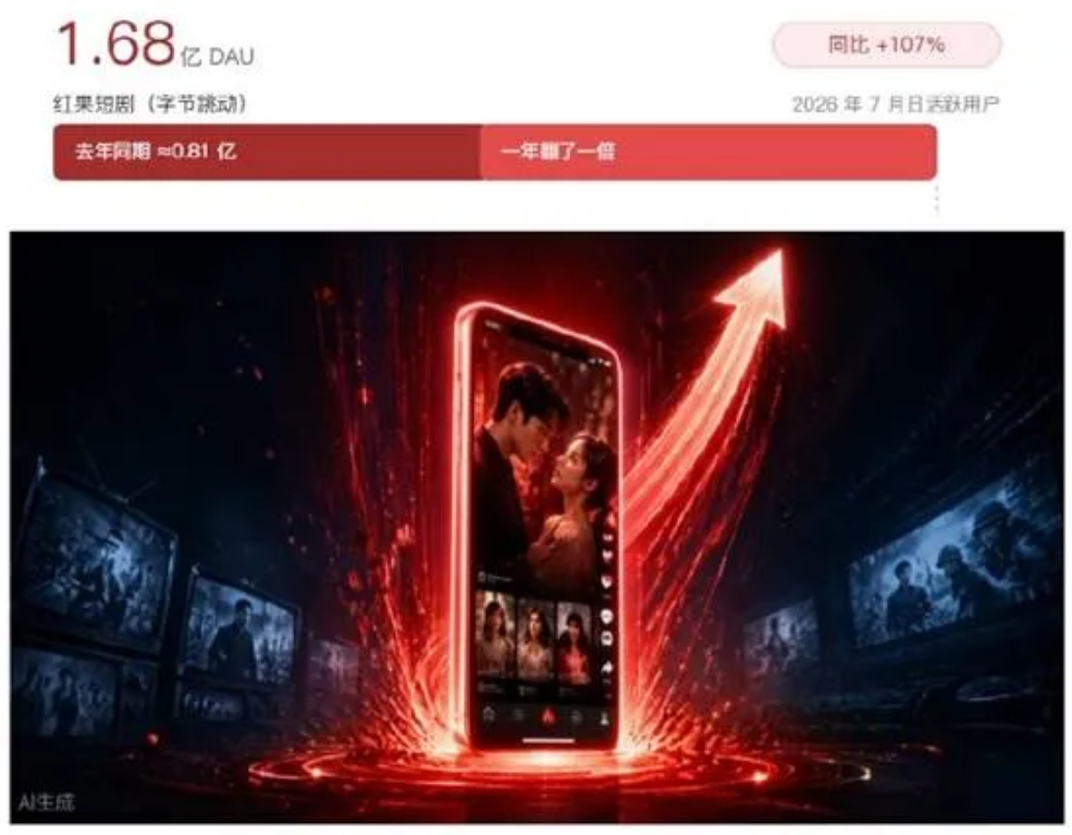 红果短剧日活达1.68亿 规模超过爱优腾芒总和